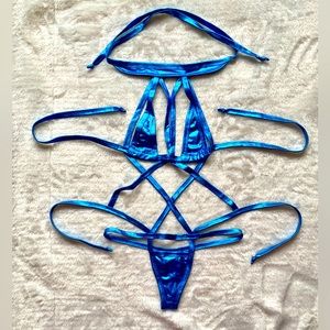 Metallic Blue Bodysuit Lingerie